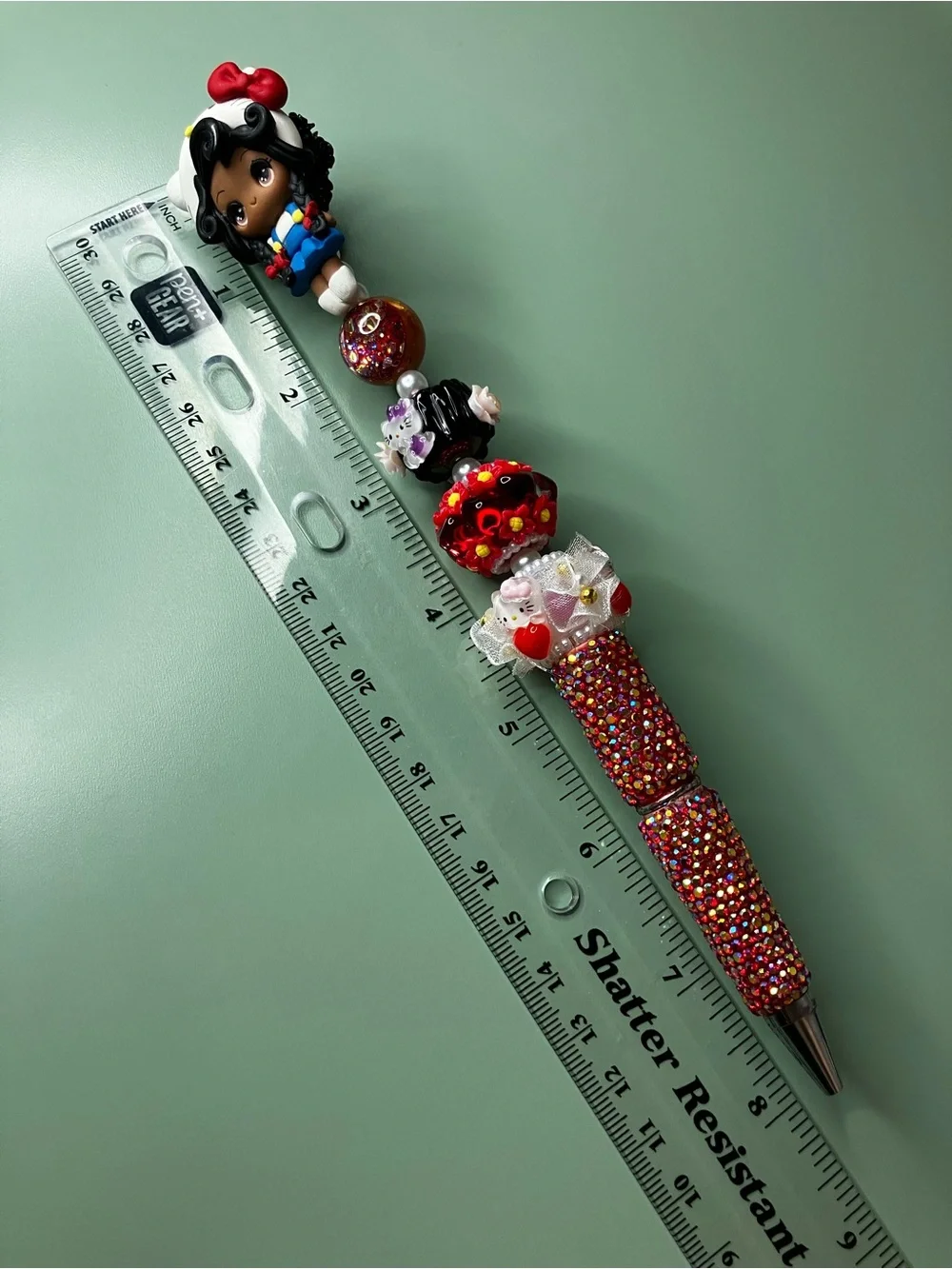 Kitty Cosplay Girl Clay Doll Handmade Beaded Rhinestone Pen